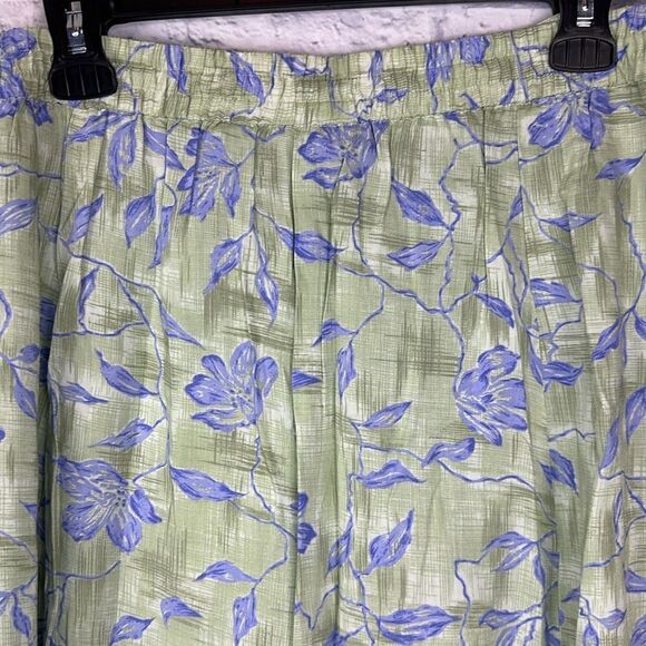 Vintage Sag Harbor Green Floral Midi Skirt Size L Buttondown 80's NWT - Picture 5 of 6